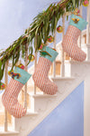 Orange & Teal Block Print Stocking