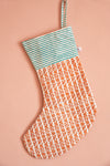 Orange & Teal Block Print Stocking