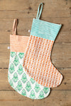 Orange & Teal Block Print Stocking