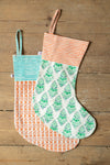 Green & Orange Block Print Stocking