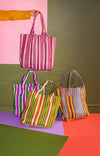 Red & Yellow Striped Recycled Tote Bag