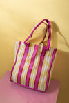 Pink & Yellow Striped Recycled Tote Bag