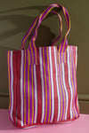 Red & Purple Striped Recycled Tote Bag