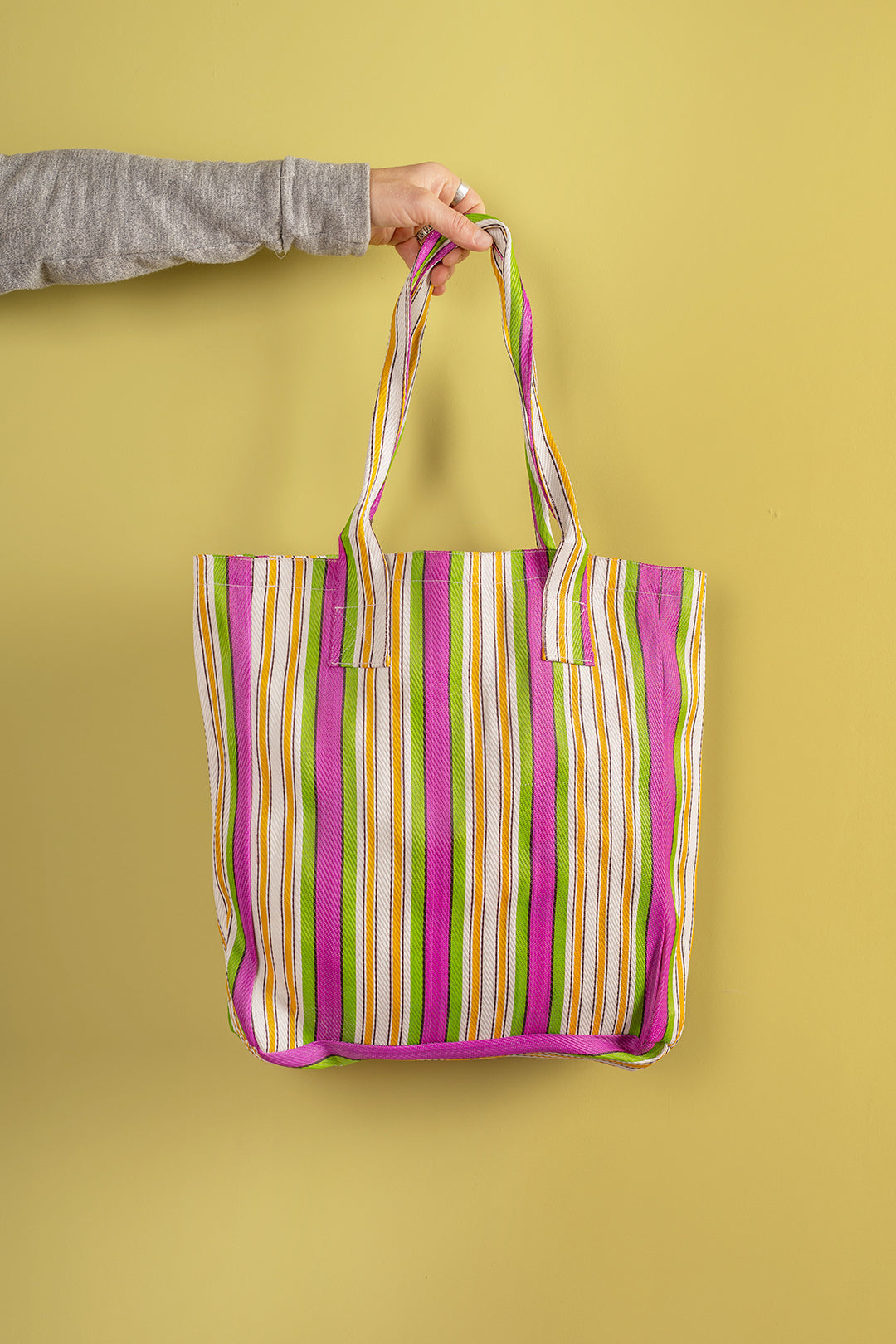 Green Purple Striped Recycled Tote Bag – Ian Snow Ltd