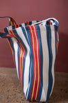 Red & Blue Striped Recycled Tote Bag