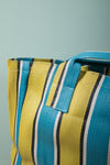 Yellow & Turquoise Striped Recycled Tote Bag