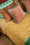 Mustard Yellow Block Print Cotton Quilt