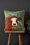Cow Embroidered Cushion Cover