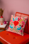 Love Birds Embroidered Cushion Cover