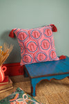 Pink Velvet Leaf Embroidered Cushion Cover