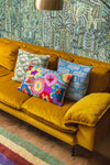 Multicoloured Embroidered Abstract Floral Cushion Cover