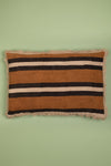 Whiskey Brown Stripe Block Print Cushion Cover