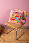 Pink Embroidered Toadstools Cushion Cover