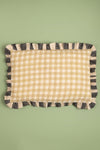 Cream Gingham Block Print Cotton Cushion Cover
