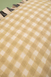 Cream Gingham Block Print Cotton Cushion Cover
