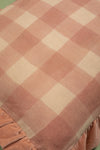 Dusty Pink Gingham Block Print Cotton & Velvet Cushion Cover