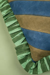 Blue & Olive Green Block Print Cotton Cushion Cover