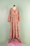 Henrietta Peach Hand Block Printed Cotton Tukdi Dress