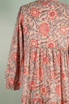 Henrietta Peach Hand Block Printed Cotton Tukdi Dress