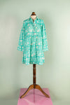 Catherine Turquoise Hand Block Printed Cotton Shirt Dress