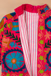 Pink Suzani Embroidered Velvet Jacket - 04