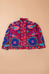 Red Suzani Embroidered Velvet Jacket - 06