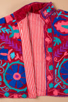 Red Suzani Embroidered Velvet Jacket - 06