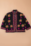 Black Suzani Embroidered Velvet Jacket - 07