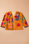 Yellow Suzani Embroidered Velvet Jacket - 08