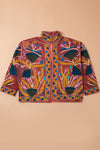 Red Suzani Embroidered Velvet Jacket - 09