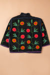 Black Suzani Embroidered Velvet Jacket - 12
