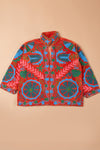 Red Suzani Embroidered Velvet Jacket - 14