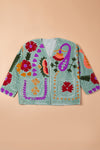 Blue Suzani Embroidered Velvet Jacket - 15