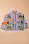 Purple Suzani Embroidered Velvet Jacket - 17
