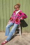 Pink Suzani Embroidered Velvet Jacket - 18