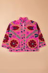 Pink Suzani Embroidered Velvet Jacket - 18