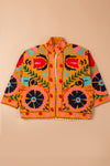 Yellow Suzani Embroidered Velvet Jacket - 20