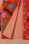 Orange Suzani Embroidered Velvet Jacket - 23