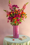 Pink & Orange Mosaic Glass Vase