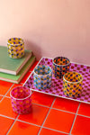 Multicoloured Set of Five Mosaic Glass Votives