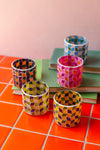 Multicoloured Set of Five Mosaic Glass Votives
