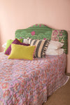 Green Kantha Covered Double Headboard