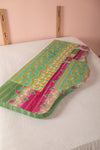Green Kantha Covered Double Headboard