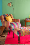 Striped Velvet Armchair & Footstool Bundle