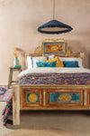 Bohemian Carved Bed with Vintage Finish