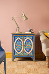 Blue Floral Hand Painted Wooden Cabinet