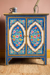 Blue Floral Hand Painted Wooden Cabinet