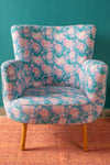 Baby Blue & Pink Flowers Armchair