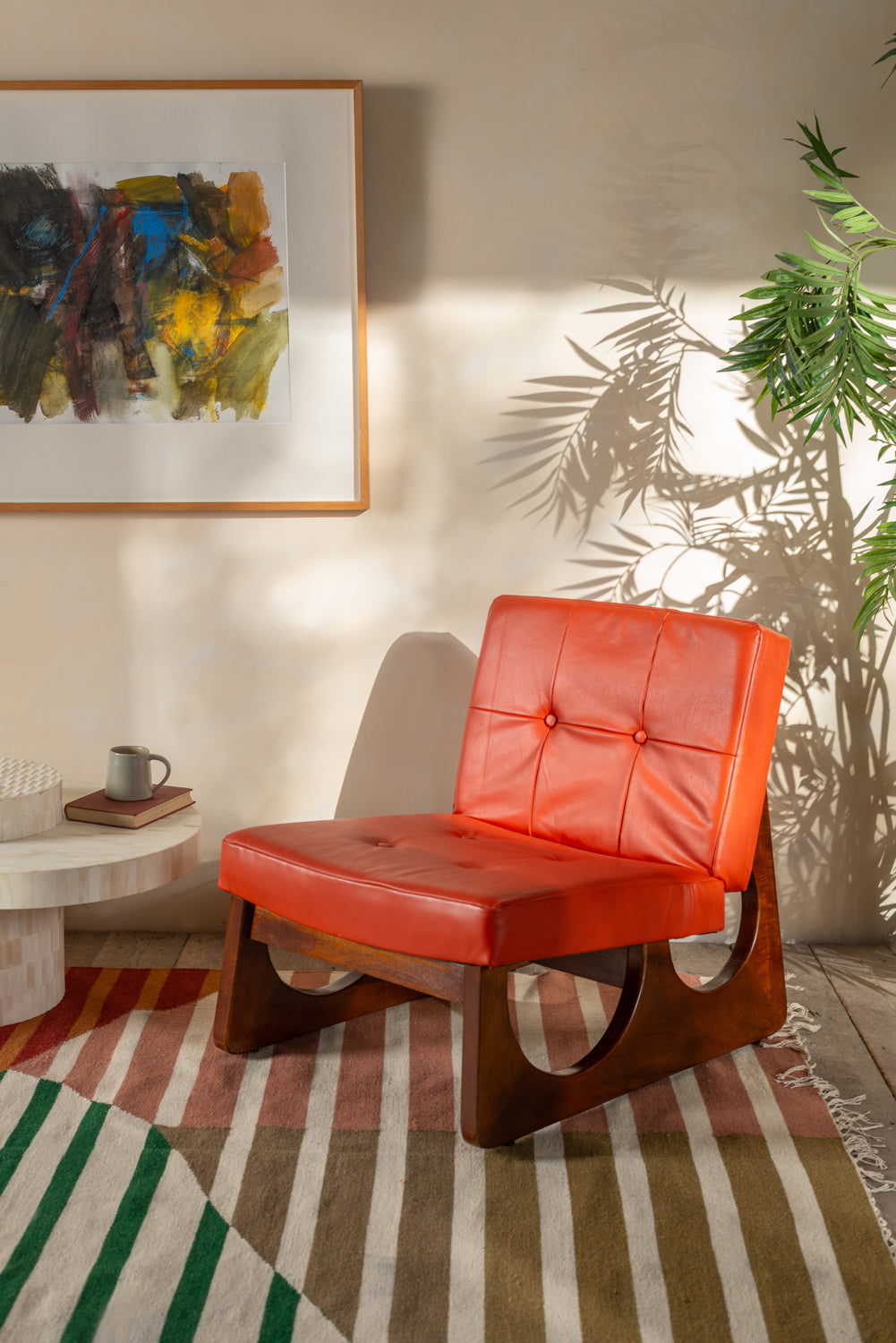 Margot Orange Leather Upholstered Wooden Chair