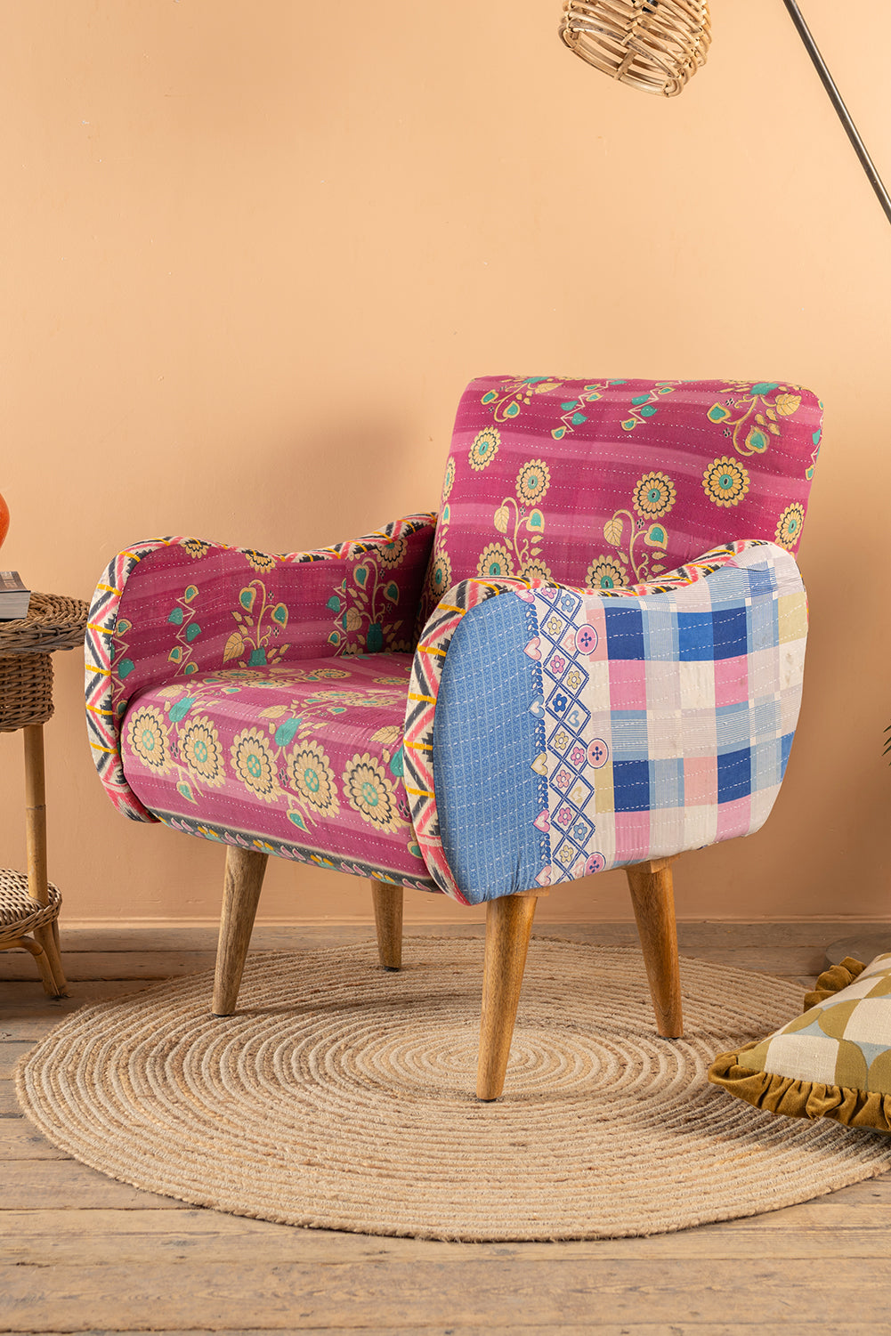 Fuchsia Kantha Panelled Armchair 05 – Ian Snow Ltd